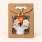 Everlasting Love crochet flower pot in pink/orange, presented in a gift bag